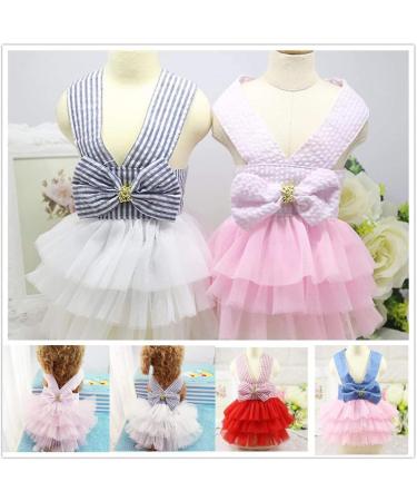 Buy Cute Tutu Dog Dress for Girls & Boys - Princess Bowknot Dress for Small Dogs | XL Pink Striped Mesh Dress for Pomeranian & Chihuahua - Buy Online on GoSupps.com