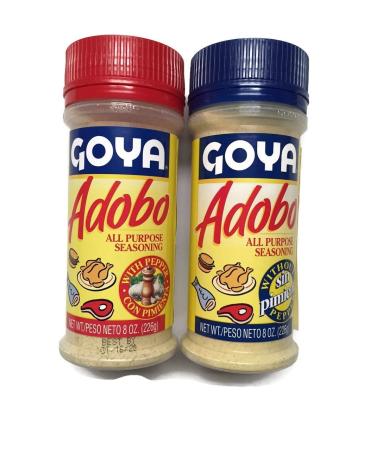 2-pack Goya Adobo All Purpose Seasoning (1) with Pepper & (1) Without Pepper 8-ounce 1 of Each
