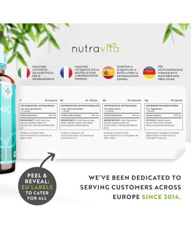 Hyaluronic Acid Capsules - 3 Month Supply | 600mg High Dose | GMO Free - No Fillers or Binders | Made in UK by Nutravita - Buy Online on GoSupps.com