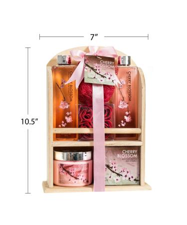 Deluxe Cherry Blossom Home Spa Gift Basket for Women - Luxury Bath & Body Set with Shower Gel, Bubble Bath, Bath Salts, Body Lotion & More - Buy Online on GoSupps.com
