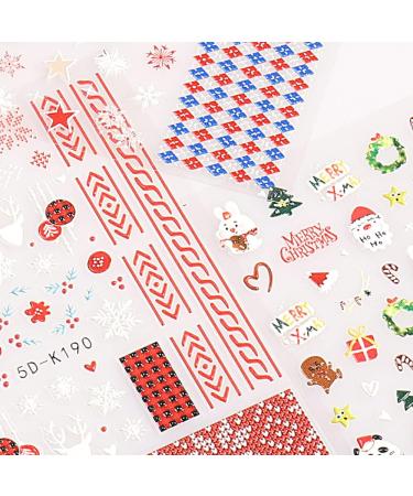 3D Embossed Christmas Nail Art Stickers Decals 4 Sheets 5D Self-Adhesive Red Heart Snowflake Winter Nail Supplies Nail Art Design Decoration Accessories - Buy Online on GoSupps.com