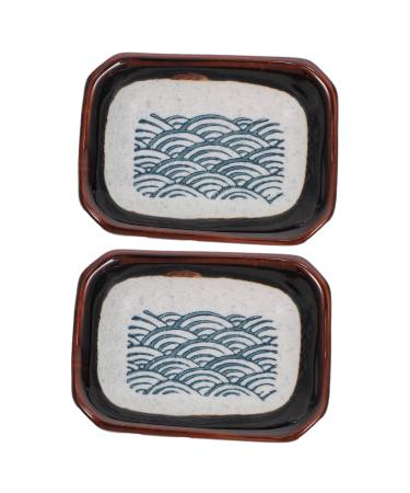 Zerodeko Plates 2pcs Sea Ripple Seasoning Dish Soybean Vintage Ceramics Ceramic Sauce Dish