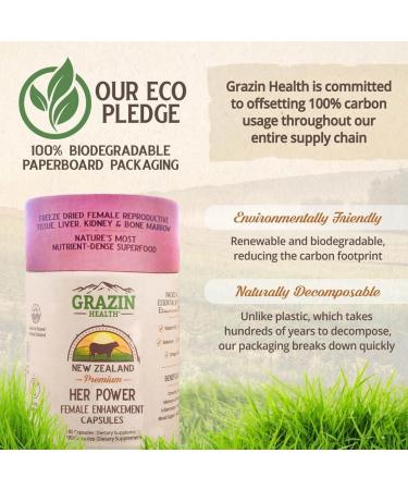 GRAZIN HEALTH - Her Power Female Enhancement Capsules 2900mg Per Serving (180 Count) | Freeze-Dried Female Reproductive Tissue Liver Kidney & Bone Marrow | 100% Grass-Fed New Zealand Sourced - Buy Online on GoSupps.com