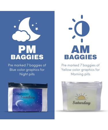Reusable Pill Baggies | AM PM Pill Organizer with Day Labels | Travel-Friendly 4x3 Inch Medicine Pouches - Buy Online on GoSupps.com