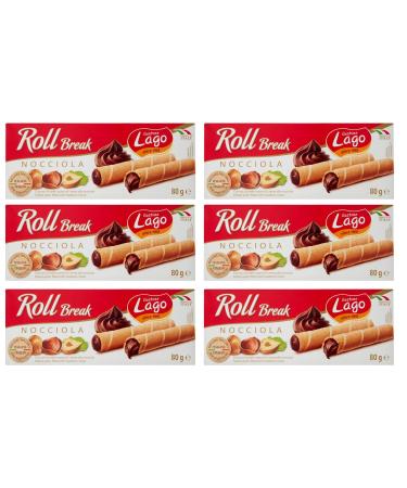 Italian Gourmet E.R. Gastone Lago Roll Break Nocciola Set of 6 waffle pads filled with hazelnut cream 80 g