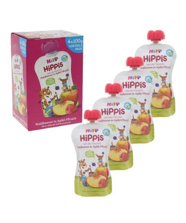 Buy Hippi Hippis Squeezing Bag Advantage Pack - 100% Organic Forest Berries & Apple Peach (4 x 100g) - No Added Sugar | Healthy Snacks for Kids - International Shipping - Buy Online on GoSupps.com