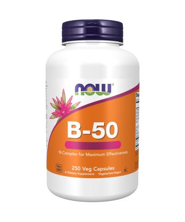 Now foods B-50 vitamin B complex high-dose with Paba 250 vegan capsules laboratory tests gluten-free soybreis vegetarian without genetic engineering 250 pieces (1 Pack)