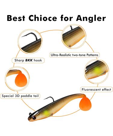 TRUSCEND Pre-Rigged Jig Head Soft Fishing Lures Paddle Tail Swimbaits for Bass Fishing Shad or Tadpole Lure with Spinner Premium Fishing Bait for Saltwater Freshwater Trout Crappie Fishing A-3.50.45oz - Buy Online on GoSupps.com
