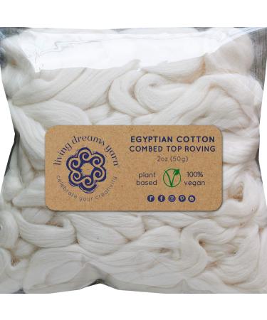 Egyptian Cotton Fiber for Spinning Blending Dyeing. Soft White Vegan Combed Top Roving