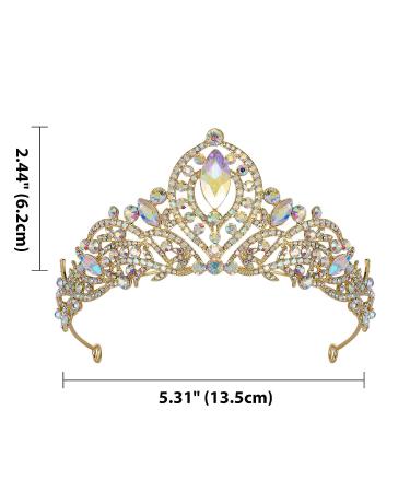 SweetV Gold Tiara Crown for Women Girls - Multicolor Crystal Pageant Crown Princess Diadem for Prom, Birthday Party, Halloween - AB Crystal-3 - Buy Online on GoSupps.com