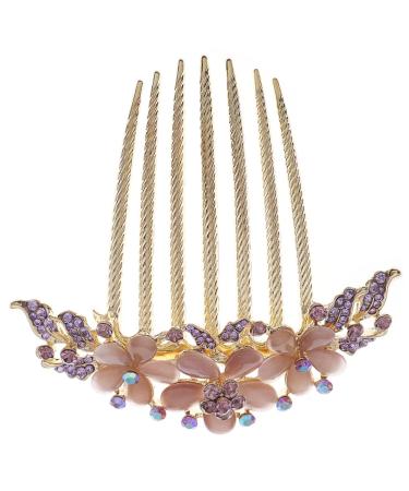 Gogogmee Opal Comb Styling Hair Clips Wedding Hair Accessories for Brides Floral Hair Clips Wedding Hair Clip Tooth Comb Hair Comb for Women Combs for Women Hair Styling Purple Alloy
