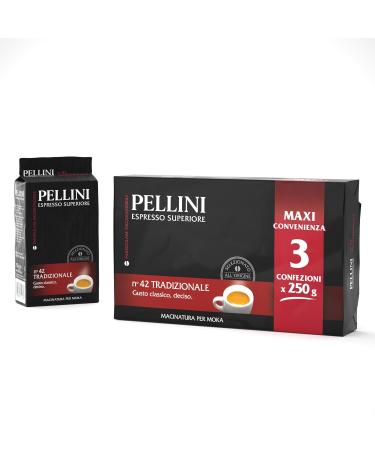Pellini Caff Gusto Tradizionale No. 42 for Espresso Pot - 3x250g | Premium Italian Coffee for International Shipping - Buy Online on GoSupps.com