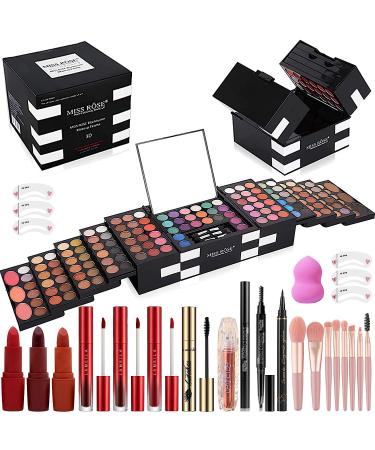 MISS ROSE M 148 Colors Makeup Pallet Professional Makeup Kit for Women Full Kit All in One Makeup Sets for Women&Beginner include Eyeshadow Lipstick Eyeliner Concealer makeup brush(045 Set-Black)