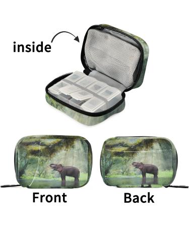 Naanle Forest Elephant Pill Box | 7-Day Travel Pill Organizer | Compact Vitamin & Supplement Case | Multi-Colored Zipper Bag - Buy Online on GoSupps.com