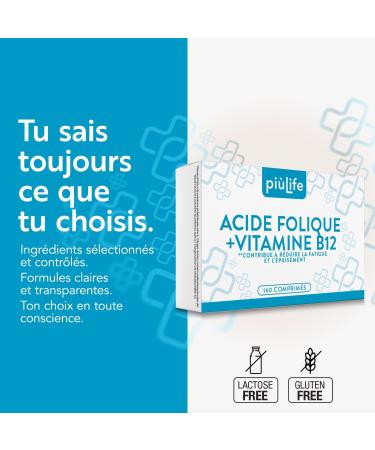 Acide Folique 400 g avec B12 160 comprim s Pi Life 1 par jour Folate Compl ment Vitamine B9 et B12 Energie contre la fatigue et l' puisement Maman 160 comprim s 160.0 - Buy Online on GoSupps.com
