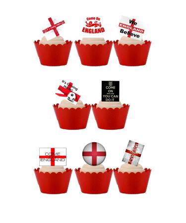 Top That 30 Stand Up Come On England World Cup Football Themed Edible Wafer Paper Cake Toppers Decorations
