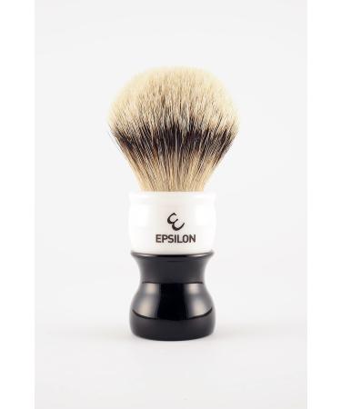 Epsilon Shaving Brush Badger Hair Tip Silver White & Black 55/26 mm Standard nico