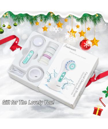 FreeBreath Facial Cleansing Brush - IPX7 Waterproof Face Scrubber with 3 Speed Modes | 5 Brush Heads for Cleansing and Exfoliating | Removes Blackheads | Fully Rechargeable | Fresh Green - Buy Online on GoSupps.com