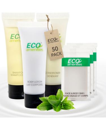 Eco Amenities - Set of 4 Bar Soaps Shampoo Conditioner Body Lotion (ECO tubes 1 oz 200 Piece Set - 50 Bar Soaps 50 Shampoo 50 Conditioner 50 Body Lotion) (1oz 200)