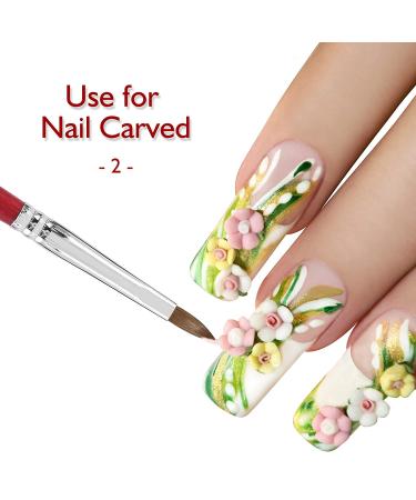 Accmor Size 2 Kolinsky Acrylic Nail Brush - Professional 3D Nail Art Brush for Acrylic Powder - Salon Quality - Red - Buy Online on GoSupps.com