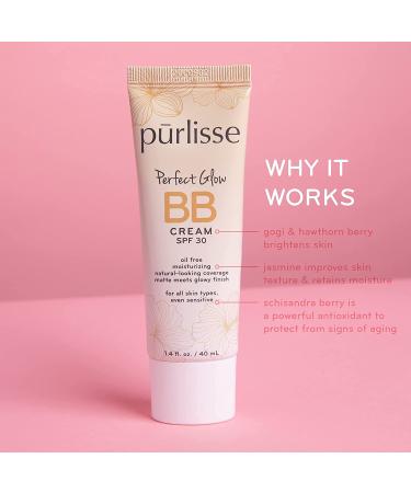Purlisse Perfect Glow BB Cream SPF 30 - Tan Deep, 1.4 fl oz | Flawless, Hydrating Skin - Buy Online on GoSupps.com