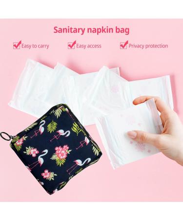 Sanitary Napkin Storage Bag & Menstrual Cup Pouch - Black Flamingo Print | Portable Feminine Period Pouch for Girls & Women - Buy Online on GoSupps.com