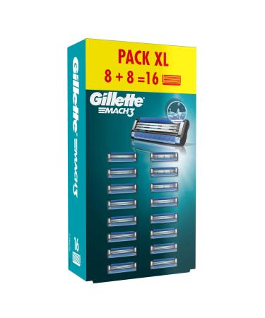 Gillette Mach3 Men's Razor Blade Refills, 3 Blades, Pack of 2 x 8 Blade Refills, Stronger Than Steel Blades