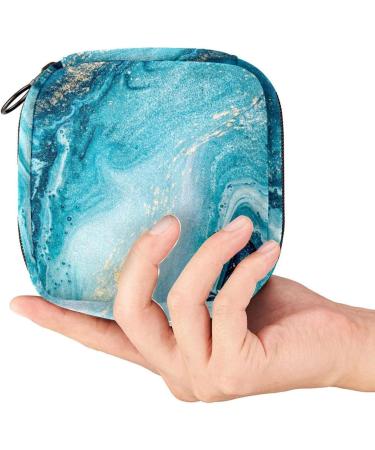 Shop Women's Napkin Storage Bag - Abstract Ocean Vertebrae Marble Design | Blue & Gold | Portable Menstrual Cup & Tape Storage for First Period - Buy Online on GoSupps.com