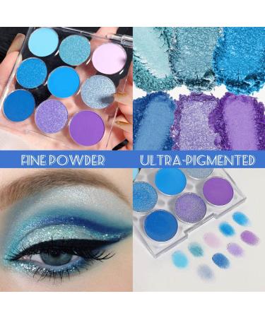 AMY'S DIARY Blue Eyeshadow Palette Blue Purple Matte eye shadow makeup 9 colors Blue Purple Matte Eyeshadow Long Lasting Colorful Eye Shadow Plattet for Women (03) 3 - Buy Online on GoSupps.com
