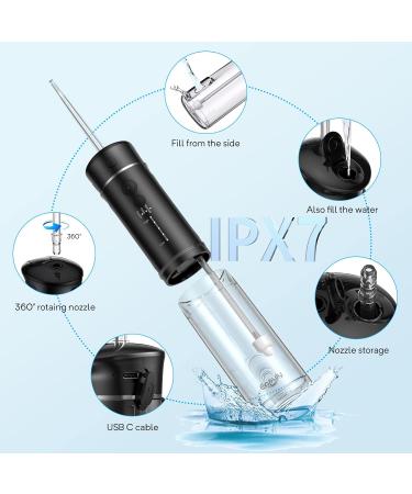 ENPULY Cordless Water Flosser - Portable Teeth Cleaner with 3 Modes 5 Pressure Levels IPX7 Waterproof Rechargeable Oral Irrigator for Braces & Tooth Care - Black - Buy Online on GoSupps.com