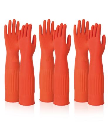 Washing Up Gloves 3 Pair 15in Elbow Length Non-Slip Latex Cleaning Gloves Skin-Friendly Elastic Protective Gloves for Cleaning Home Kitchen Bathroom Car (Fashion)