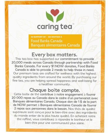NOW Caring Tea Organic Turmeric Ginger Caffeine-Free Premium Unbleached Tea Bags with our no-staples design 24 Count - Buy Online on GoSupps.com