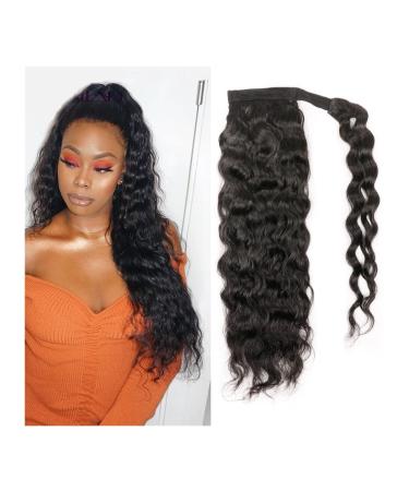 Ponytail Extension Wrap Around Ponytail Extensions Peruvian Natural Wave Ponytail Human Hair 12-26inch Remy Hair Clip In Curly Ponytail Hairpieces for Black Women Ponytail Hair Extension (Size : 120g 120g 22 inch