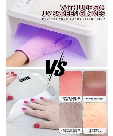 Kalolary Anti UV Gloves for Nail Lamp UPF50+ UV Protection Gloves for Manicure Nail Art Fingerless UV Shield Gloves for Women Girls Gel Manicures (Pink) - Buy Online on GoSupps.com