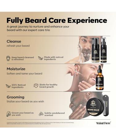 Waking Forest Beard Growth Kit | Luxury Beard Care for Men - Oil Wash Conditioner Balm & Comb - Buy Online on GoSupps.com