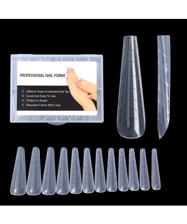 BNG 120 pieces of nail shapes set dual shapes tips ballerina professional nail extension flat square nail shapes for polymer gel fast structure complete coverage double shape set form h transparent - Buy Online on GoSupps.com