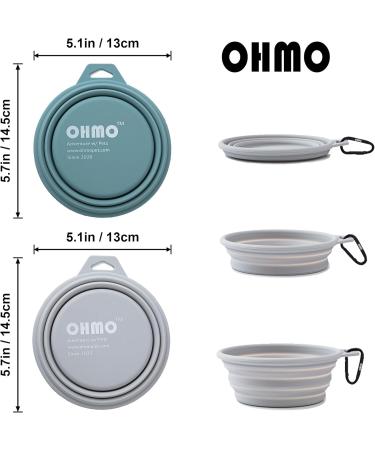 Buy Ohmo Foldable Dog Bowl - 2 Pack 400ml Premium Silicone Pet Water Bowl for Cats & Dogs - Portable & Lightweight for Outdoor Camping - Light Blue & Ash - Buy Online on GoSupps.com