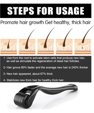 Derma Roller for Hair & Beard Growth - 540 Pins Titanium Microneedling Roller Beard Dermaroller for Face Body Scalp Men Women (0.3mm) - Buy Online on GoSupps.com