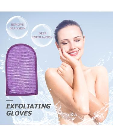 Beaupretty 2pcs Exfoliating Mitts - Shower Gloves for Dead Skin Removal | Purple Bathing Scrubbers - International Shipping Available - Buy Online on GoSupps.com