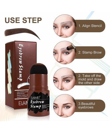 Eyewrew Waterproof Reusable Makeup Brow Stamp Kit | 10 Stencils & Brush for Perfect Brows - Medium Brown - Buy Online on GoSupps.com