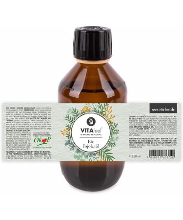  Mea Vita VitaFeel Organic Gold Jojoba Oil 2 x 250 ml with pump | 100% pure and cold-pressed Moisturizing care for skin and hair | Carrier oil for massage and aromatherapy Dry skin and - Buy Online on GoSupps.com