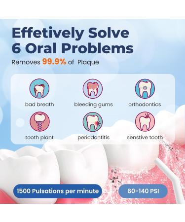 7AM2M Cordless Water Dental Flosser - Rechargeable Portable Teeth Cleaner with 6 Jet Tips & 3 Modes - Rose Pink - Ideal for Travel & Superior Oral Care - Buy Online on GoSupps.com