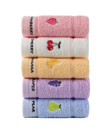 Soreca 100percentage Cotton Kids Facial Towels  Hand Towels and Fingertip Towels for Bathroom Towels Set Embroidered Cute Animal Pattern Children Washcloths 10inch x 20inch