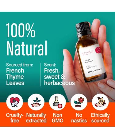 H ana 100% Pure Thyme Essential Oil for Hair Growth & Skin - Therapeutic Quality Natural Diffuser & Snoring Relief (30ml) - Buy Online on GoSupps.com