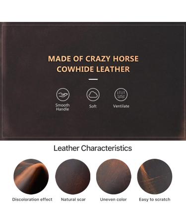 Vintage Crazy Horse Cowhide Leather Cigar Box 4 Cigars Traveling Cigar Set Storage Box with Wrist Wrap and Storage Pockets- Zipper Closure for Man - Buy Online on GoSupps.com