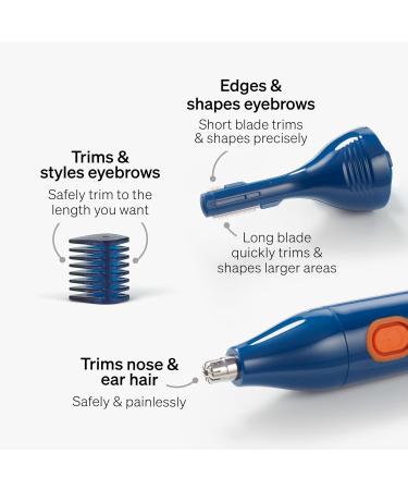Schick 3-in-1 Hair Trimmer for Nose Ear & Eyebrows | Cordless Waterproof & Painless Grooming Tool for Men & Women - Buy Online on GoSupps.com
