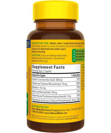 Nature Made B-Complex with Vitamin C Caplets 100 Count - Buy Online on GoSupps.com