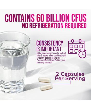 Probiotics 50 Billion CFU per Serving - 10 Strains + Prebiotics - Digestive Health Gut & Immune Support - Supports Occasional Constipation Gas & Bloating for Women & Men Shelf Stable - 60 Capsules 60 Count (Pack of 1) - Buy Online on GoSupps.com