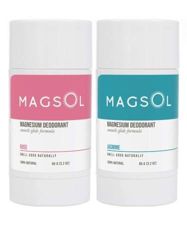 MagSol Organics Natural Deodorant for Women & Men - Rose & Jasmine Scent Aluminum Free Baking Soda Free Perfect for Ultra Sensitive Skin