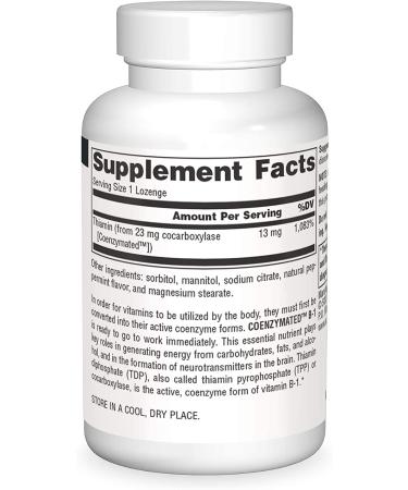 Source Naturals Coenzymated B-1 Lozenges - 60 Count | Premium Vitamin B1 Supplement for Energy & Metabolism - Buy Online on GoSupps.com